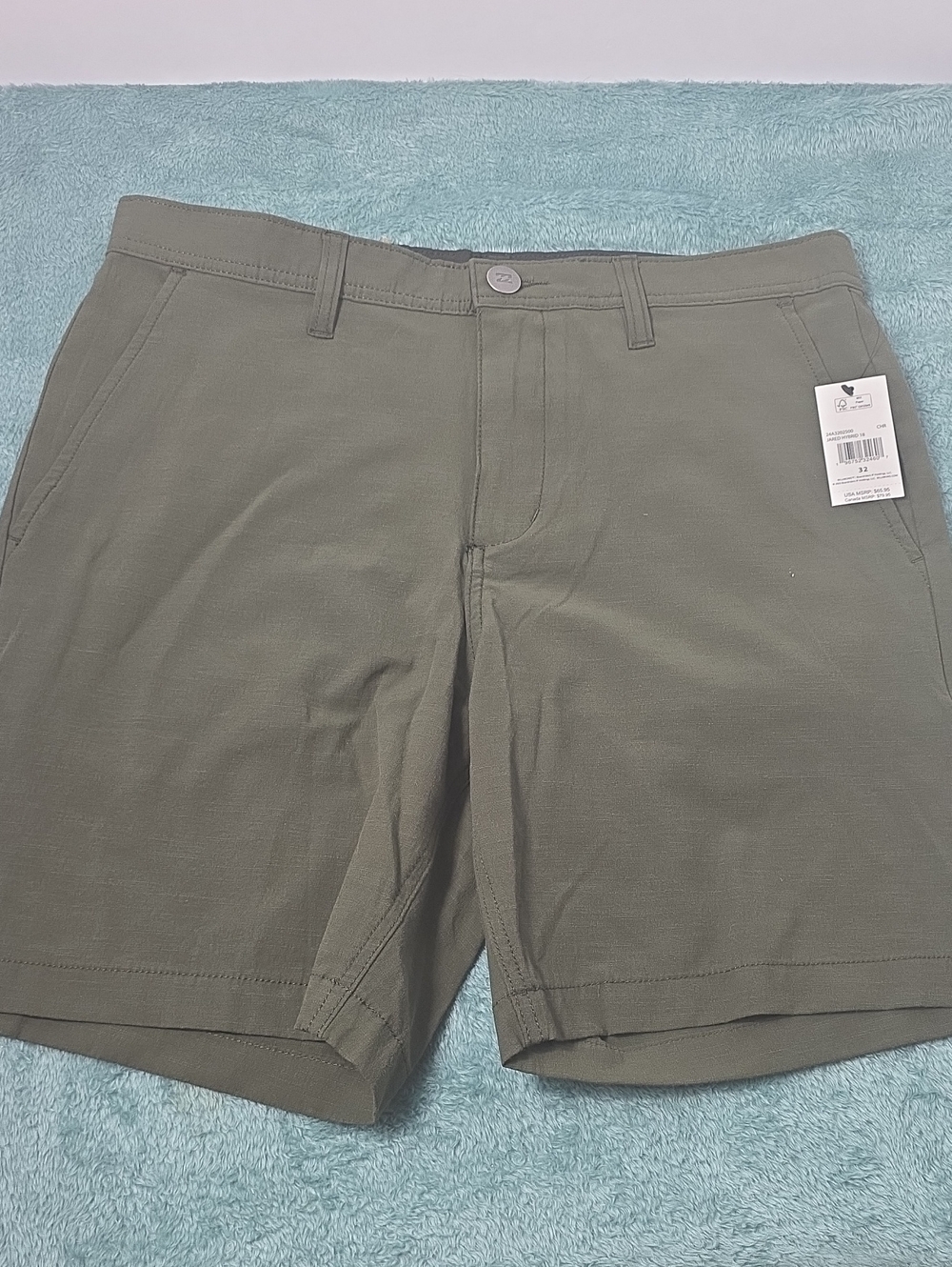 Billabong Men's Olive Green Flat-Front Stretch Shorts